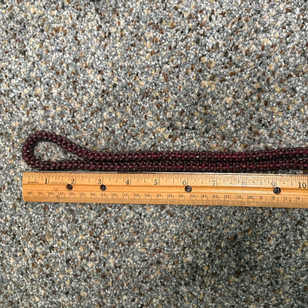 Vintage Garnet Braided Rope Necklace 26 Inches - Picture 4 of 6